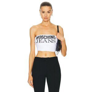 Moschino Jeans Strapless Cropped Top in White Small New Womens Tube Tank